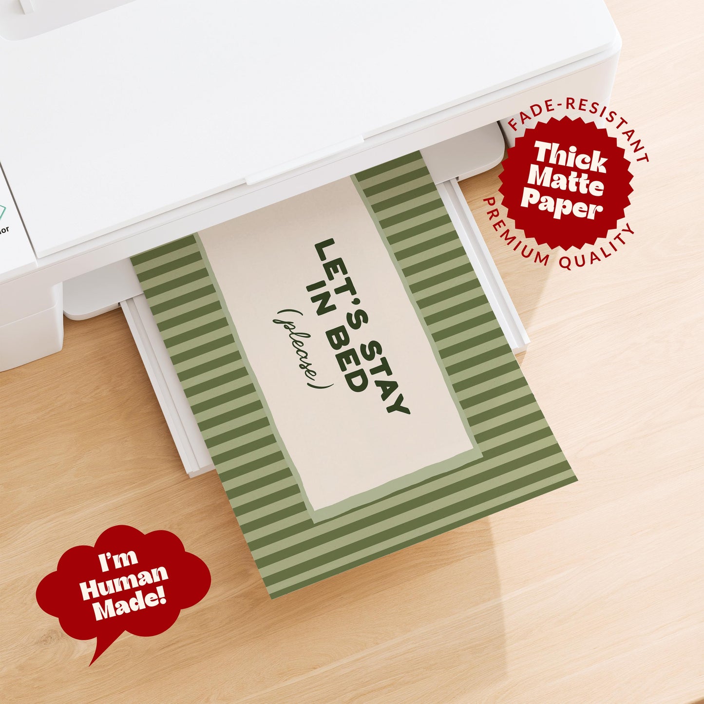 Green Let's Stay In Bed Print