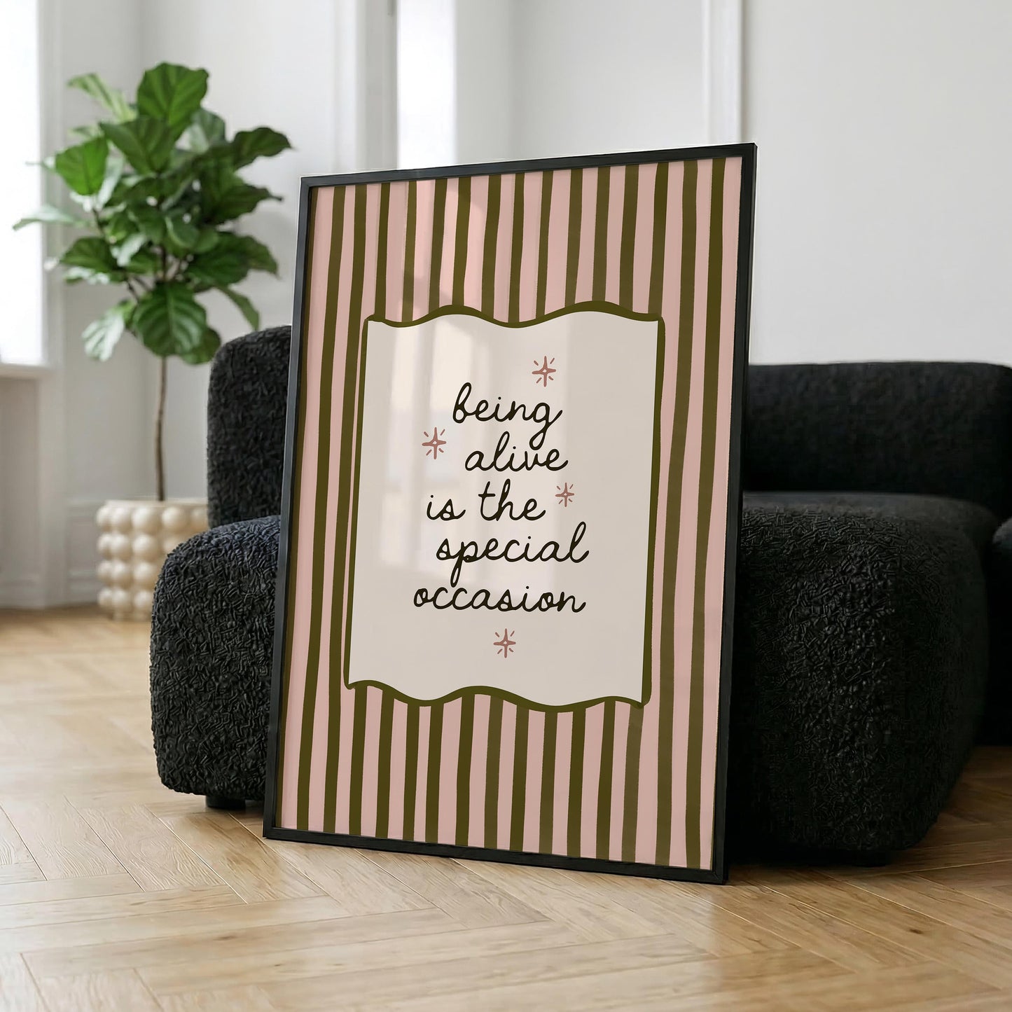 Pink And Green Motivational Retro Stripe Print
