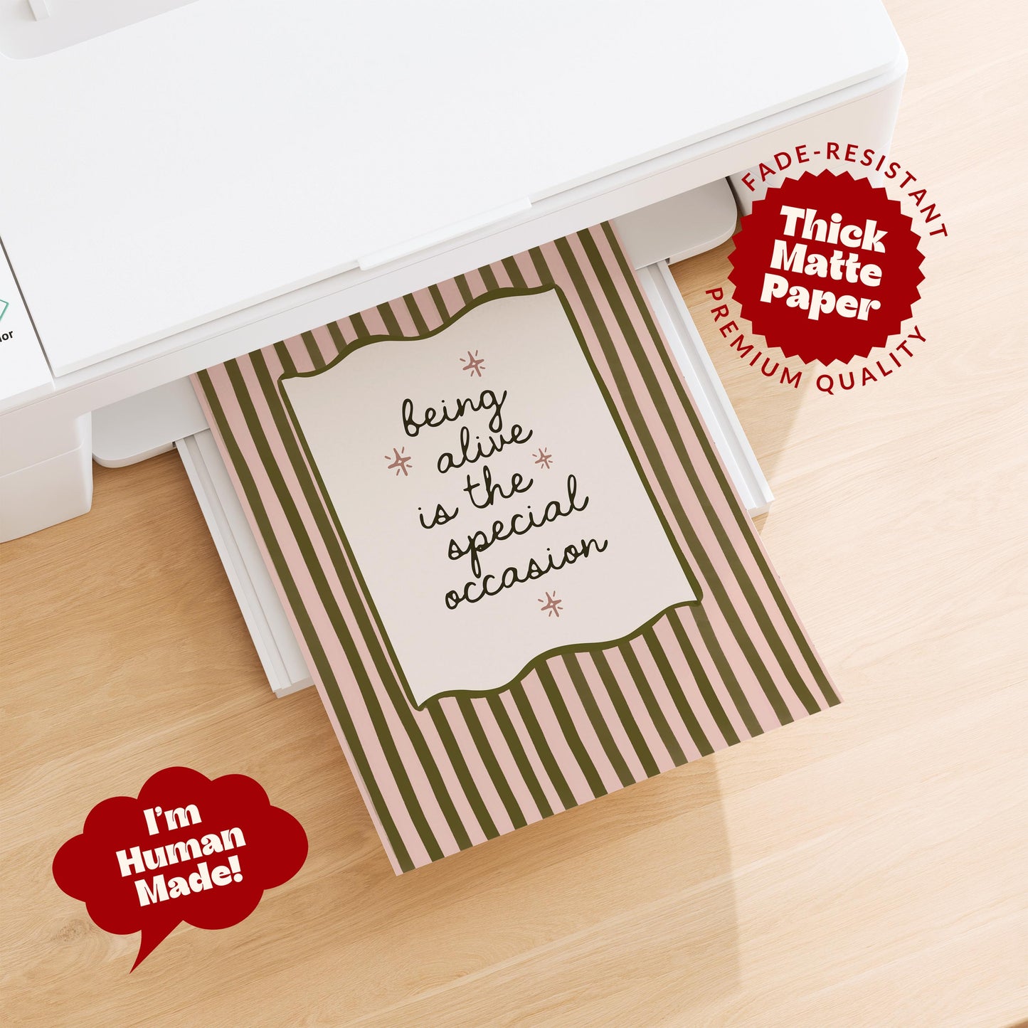 Pink And Green Motivational Retro Stripe Print
