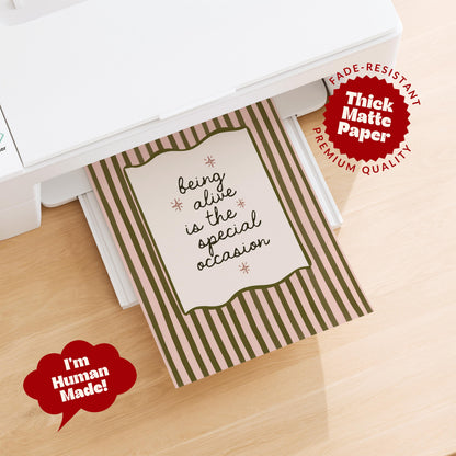 Pink And Green Motivational Retro Stripe Print