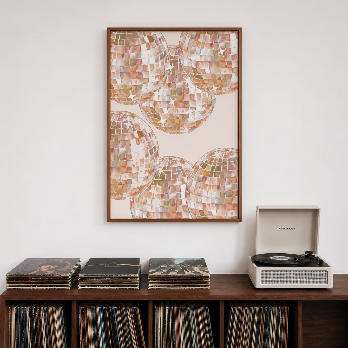 Beige Disco Ball Print