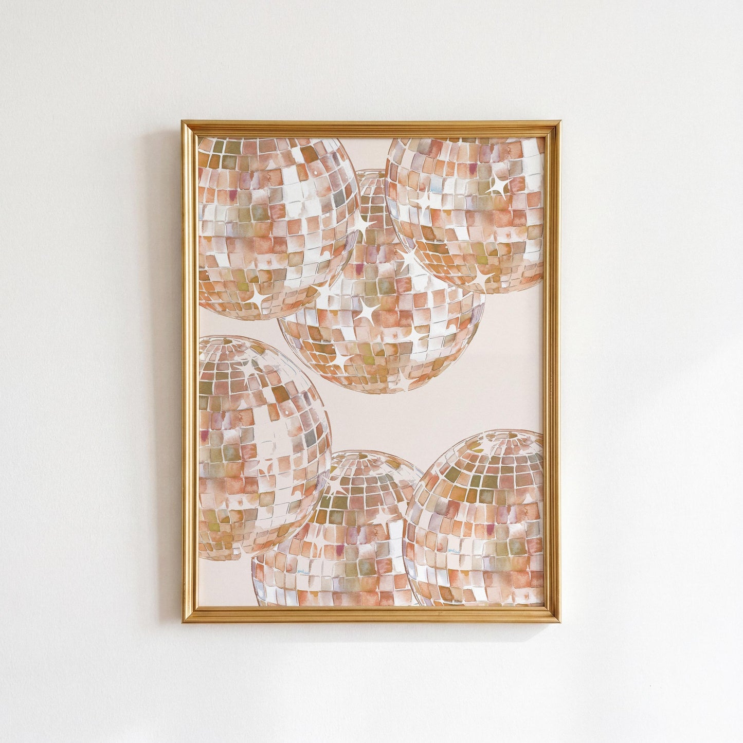 Beige Disco Ball Print