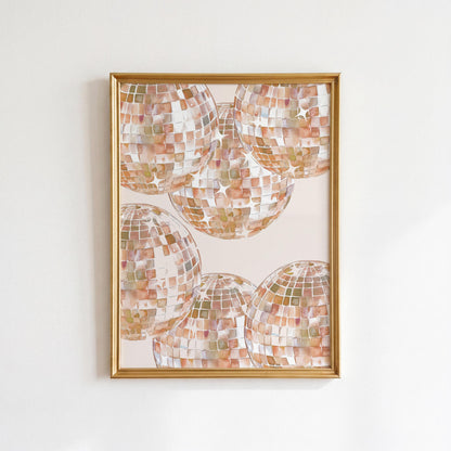 Beige Disco Ball Print