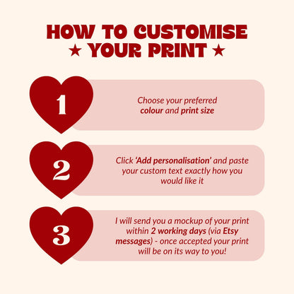 Custom Heart Wall Art: Personalised Quote Print