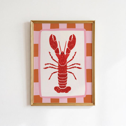 Pink Orange Lobster Print