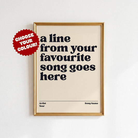 Custom Song Lyrics Print: Personalised Music Poster