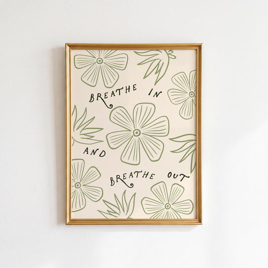 Breathe Green Mental Health Print
