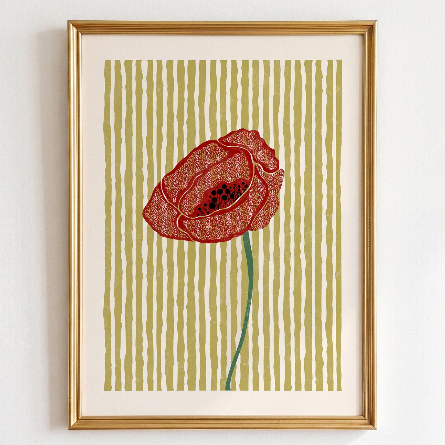 Poppy Linocut Style Print